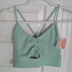 Free People Movement Mint Green Ribbed Crop Top M/L NWT